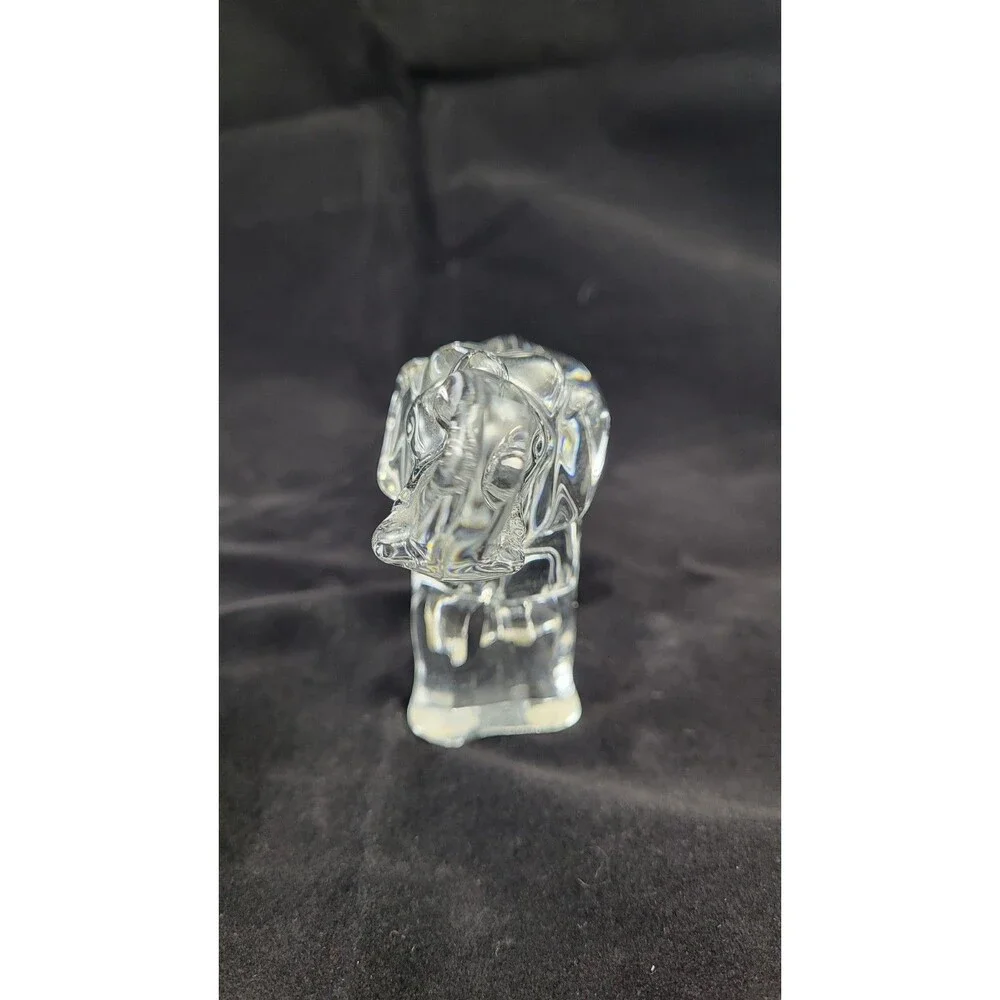 Vtg Baccarat Crystal Elephant Figurine With Trunk Up 5in Small Chip